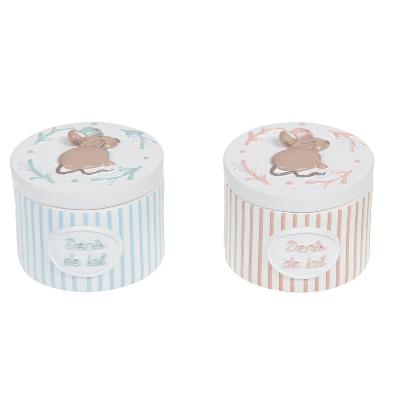 Tannboks mus blå/rosa